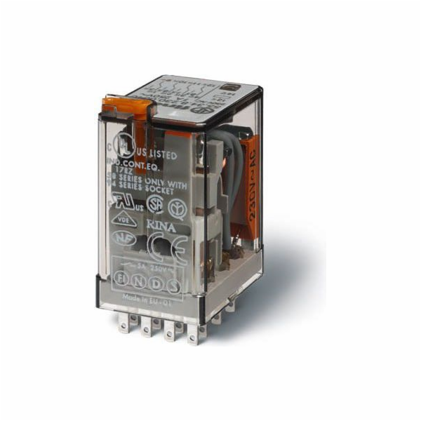 Finder Miniaturní relé 4P 7A 220V DC, indikátor provozu t...