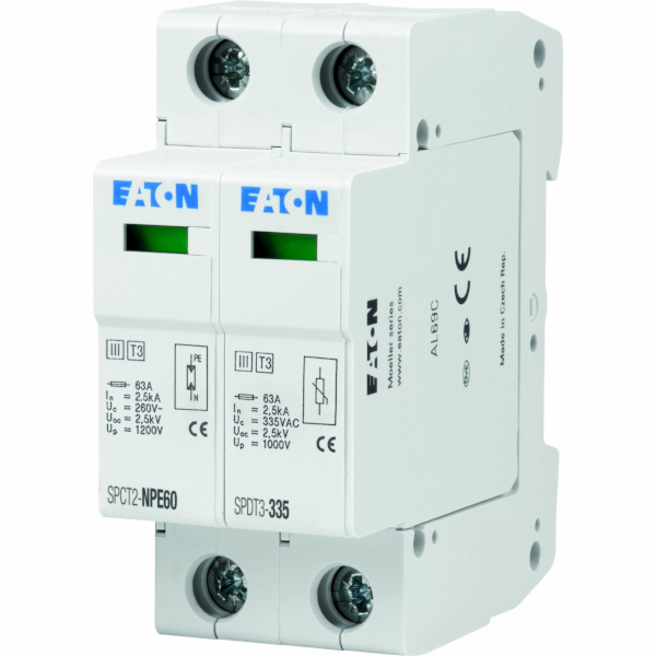 Eaton Svodič přepětí D 2P 2,5 kA 1 kV SPDT3-335-1+NPE (17...