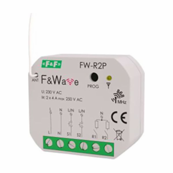 F&F Bistabilní dvojité relé P/T 85÷265V AC/DC - (FW-R2P)
