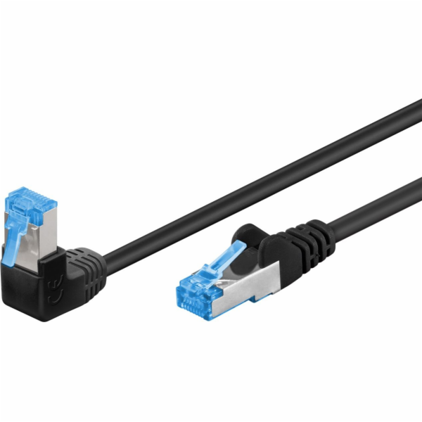 Goobay Patchcord S/FTP Cat. 6A rovný / úhlový 90 černý 10m