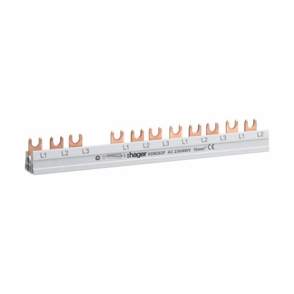 Hager Vidlicová přípojnice 3P 63A 10mm2 (KDN363F)