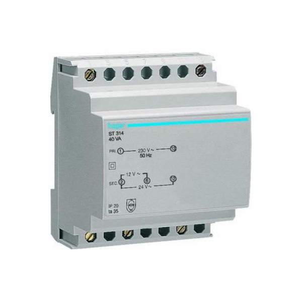 Hager Bezpečnostní transformátor 230/12-24V AC 40VA (ST314)
