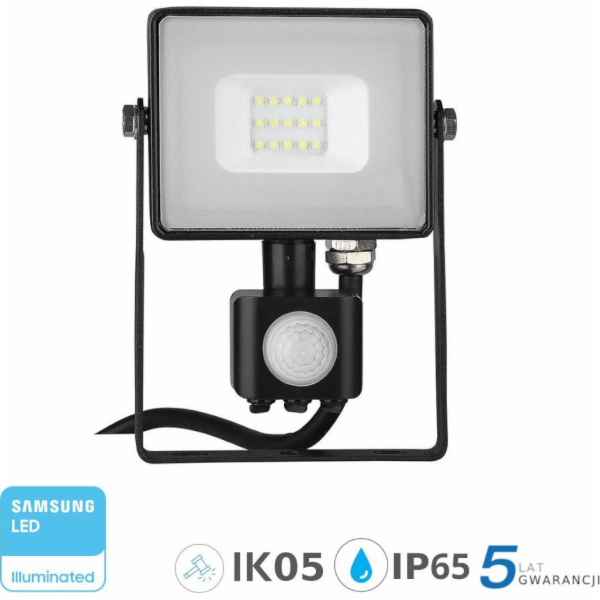 V-TAC LED projektor 10W 4000K, s pohybovým senzorem, černý