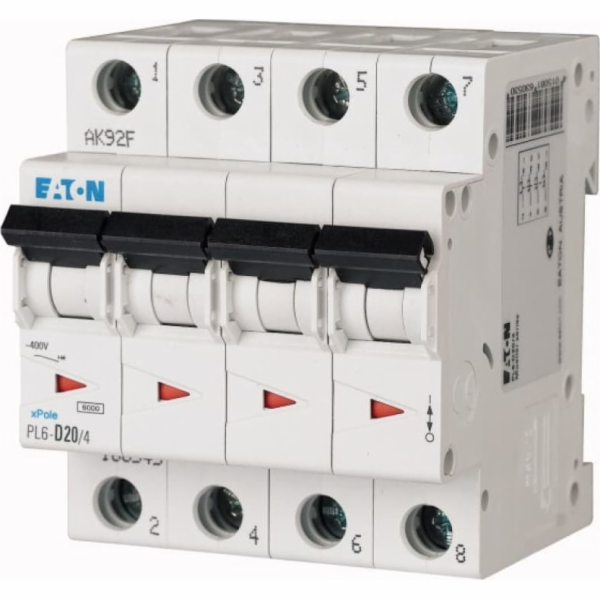 Eaton Jistič 4P B 20A 6kA AC PL6-B20/4 166497