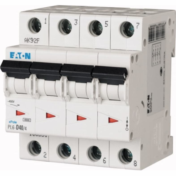 Eaton Jistič 4P C 40A 6kA AC PL6-C40/4 166528