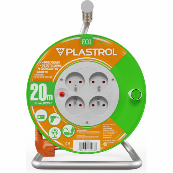Plastrol Prodlužovací kabel ECO LINE na bubnu, 4x2p+Z, 10...