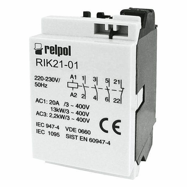 Relpol výkonový stykač 3P 230V AC 1Z 0R RIK21-10-230 (260...