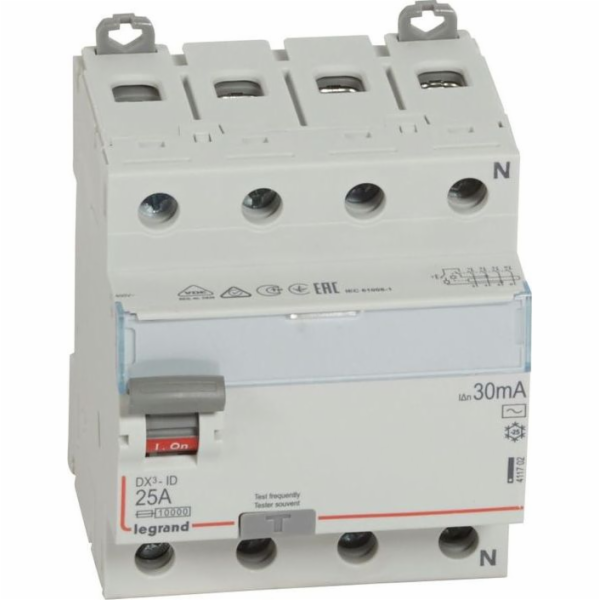 Legrand Proudový chránič 4P 25A 0,03A typ AC P304 DX3 411702