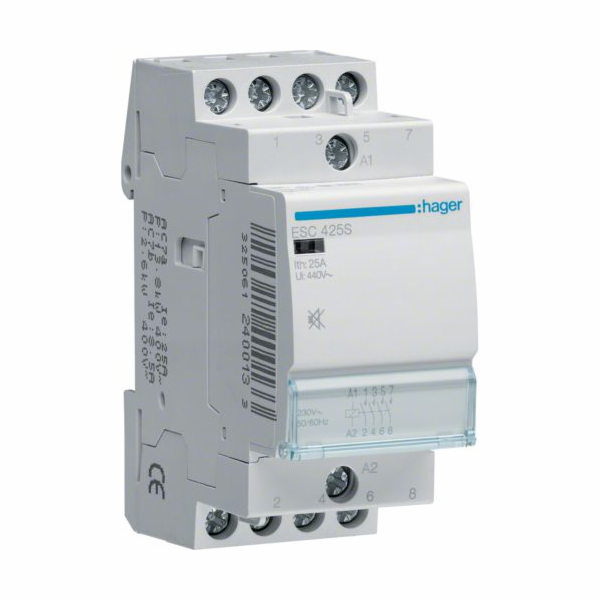 Hager Tichý modulární stykač 25A 4Z 0R 230V AC (ESC425S)