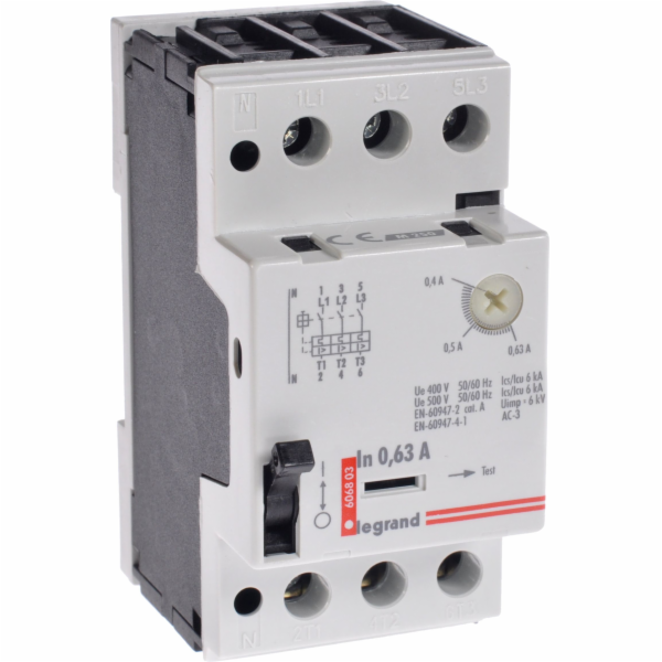 Legrand Jistič motoru 3P 0,12 kW 0,4-0,63 A M 250 0,63 60...