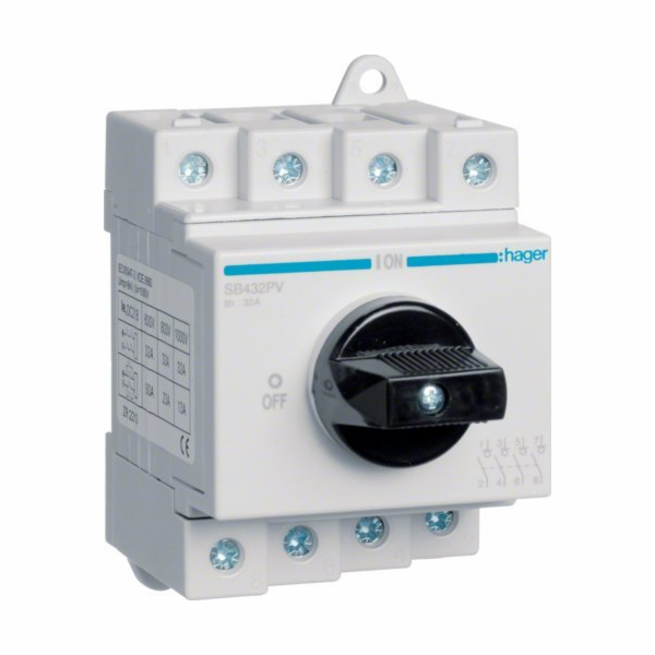 Hager Modulární odpínač PV 4P 32A 1000V DC SB432PV