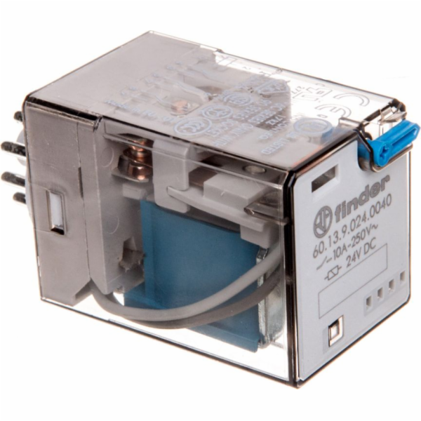 Finder Miniaturní relé 3P 10A 24V DC testovací tlačítko m...