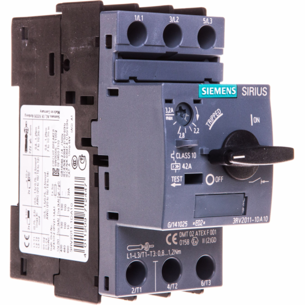 Siemens Motorový jistič 3P 1,1 kW 2,2-3,2 A S00 (3RV2011-...