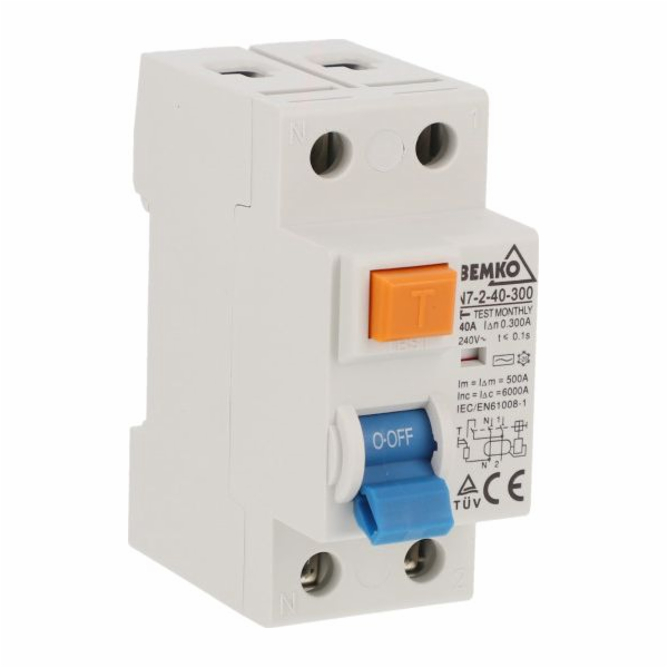 Bemko Diferenciální jistič AC 2P 40A 300mA A05-N7-2-40-300