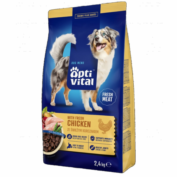 OPTIVITAL With fresh chicken - suché krmivo pro psy - 2,4kg