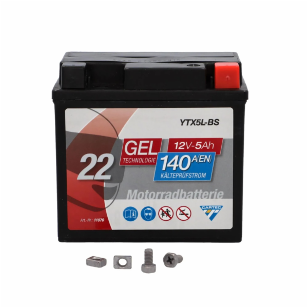 Motocyklová baterie Cartec GEL YTX5L-BS 5Ah 140A