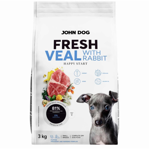 JOHN DOG Fresh Junior Small breeds Veal with rabbit - suc...