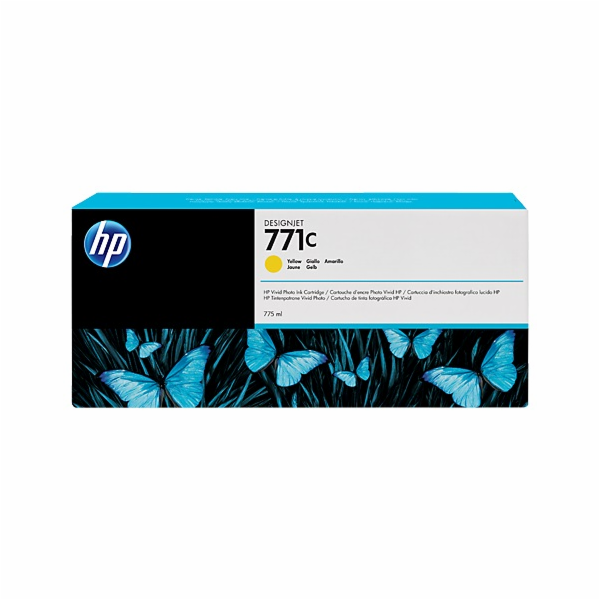 HP 771C Yellow DJ Ink Cart, 775 ml, B6Y10A
