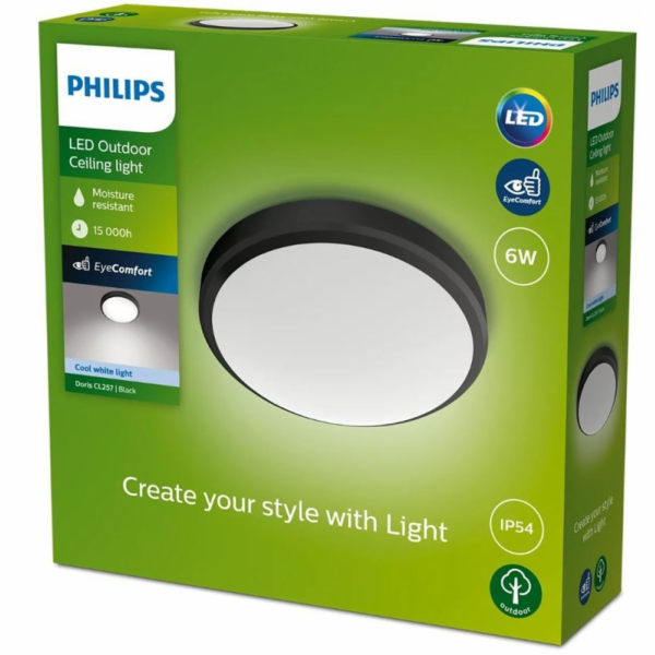 Philips Doris Ceiling 6W 40K Black IP54
