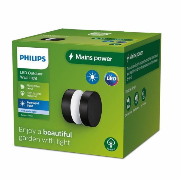 LED lampa PHILIPS LAVEN 929003362501, 6W, IP44, černá
