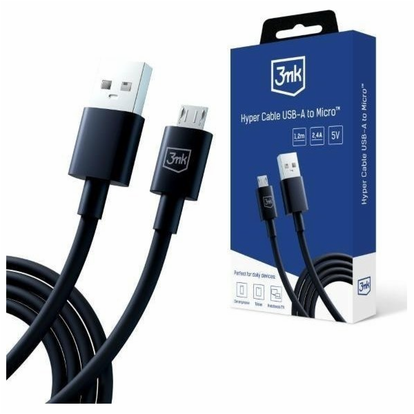 3mk datový kabel - Hyper Cable A to Micro 1.2m 5V 2,4A, č...