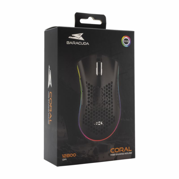 Baracuda Gaming mouse CORAL, 6D, 12800 dpi, black