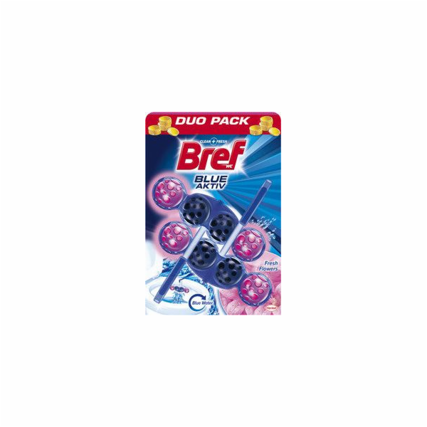 WC čistič-osvěžovač BREF BLUE AKTIV FLOWERS, 2×50 g