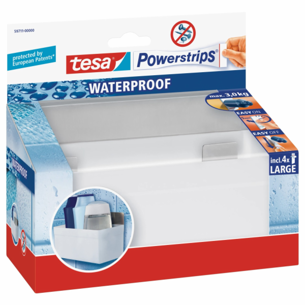 Tesa Waterproof Regal White se 4 velkými proužky Powerstrips