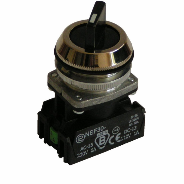 Promet 3polohový spínač, knoflík 30 mm, černý, 2Z, nevrat...