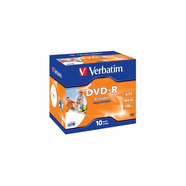 VERBATIM DVD-R (10-pack)Printable/16x/4.7GB/Jewel