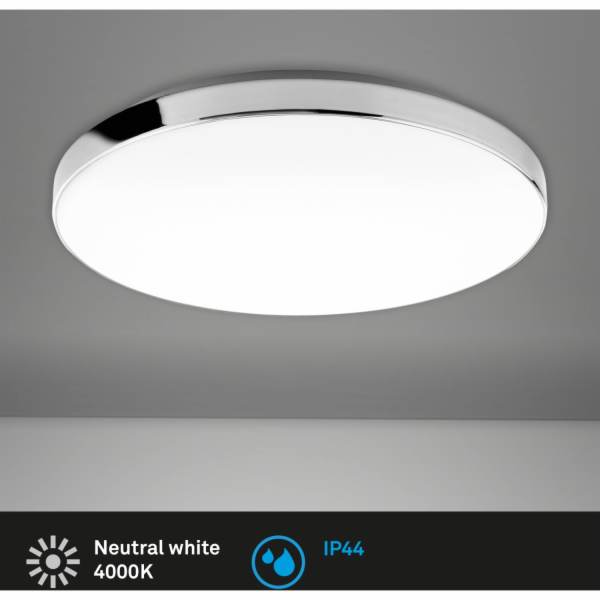 Stropní LED svítidlo Brilo Malbona O 35,5 cm bílé-chromové