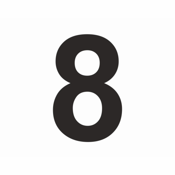 Samolepka "8" Černá PVC fólie výška 3 cm