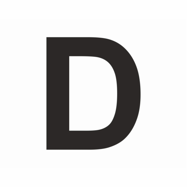 Samolepka "D" černá, 3 cm vysoká PVC fólie