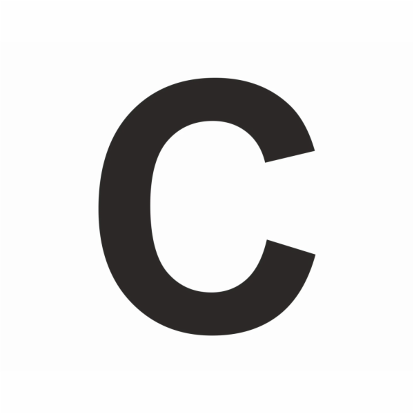 Samolepka "C" černá, výška 6 cm, PVC fólie