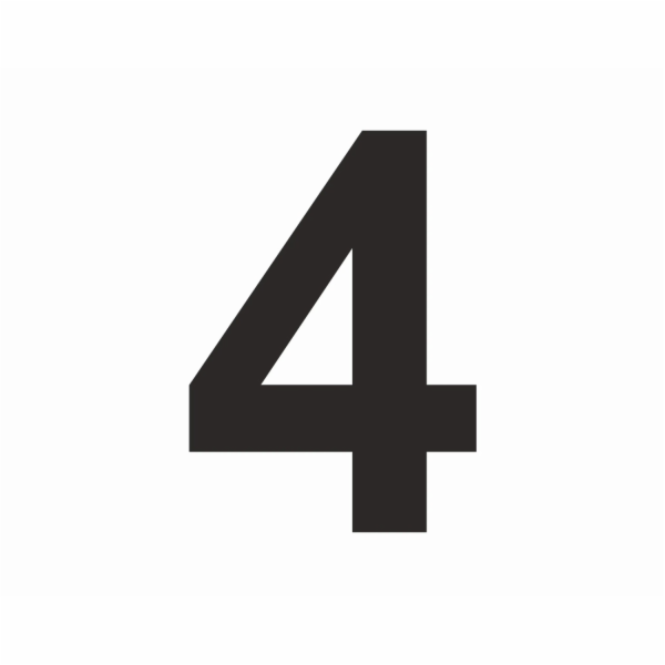 Samolepka "4" Černá PVC fólie výška 6 cm