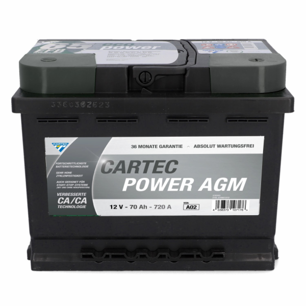 Startovací baterie Cartec Power AGM 60 Ah/680 A