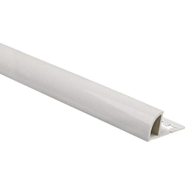 Čtvrtkruhový ukončovací profil, lesklé bílé PVC, 8 mm x 2...