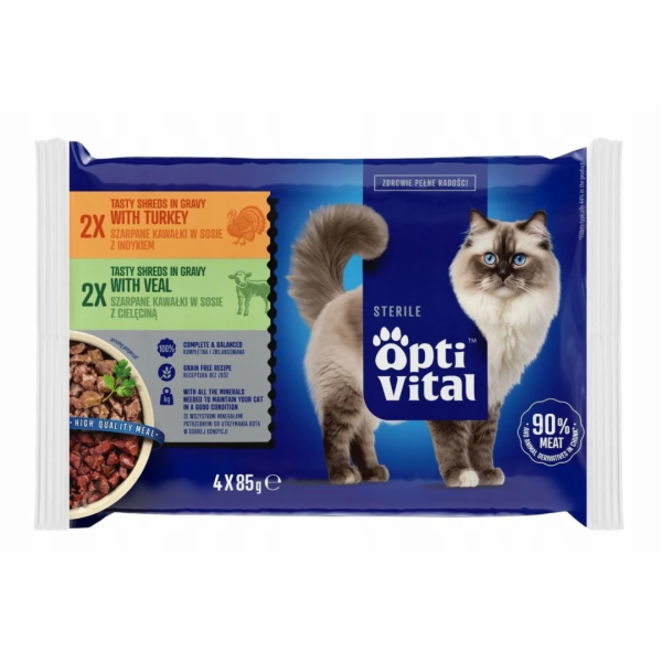 OPTIVITAL Sterile Turkey and veal - mokré krmivo pro kočk...