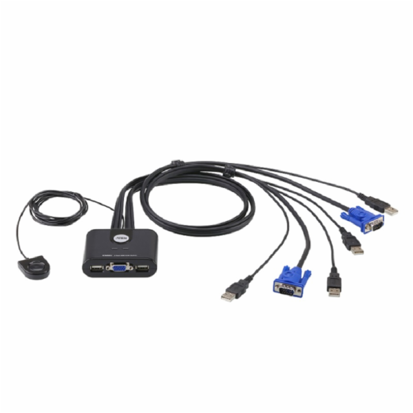 ATEN 2-port KVM USB mini, 1m kabely, DO