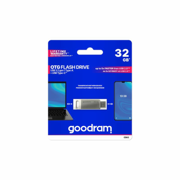 GOODRAM Flash Disk 32GB ODA3, USB 3.2, stříbrná ODA3-0320...