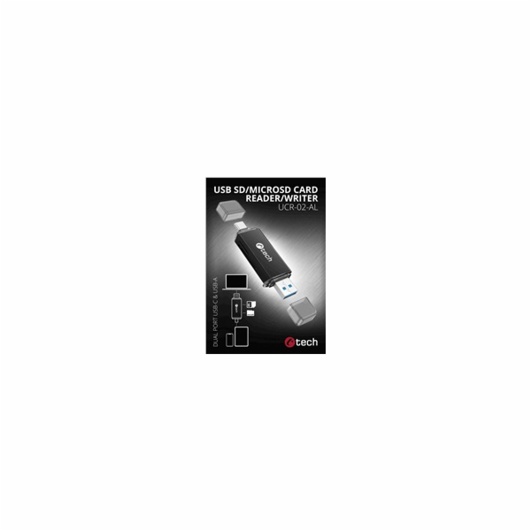C-TECH čtečka karet UCR-02-AL, USB 3.0 TYPE A/ TYPE C, SD...