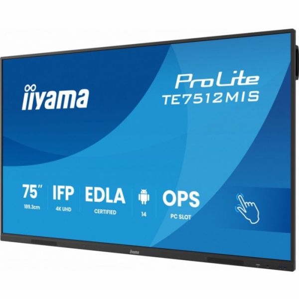 75" iiyama TE7512MIS-B4AG:IPS,4K,40P,USB-C