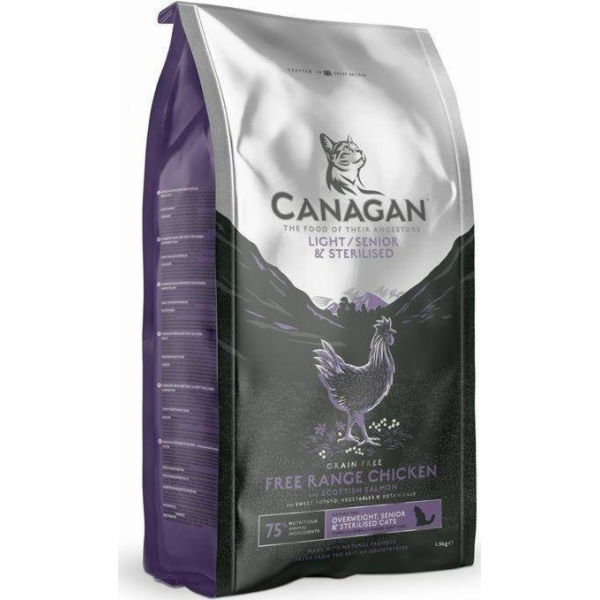 CANAGAN Light/Senior Kuře -  suché krmivo pro kočky - 4kg