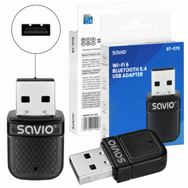 Savio BT-070 karta/adaptér rozhraní USB 2.0