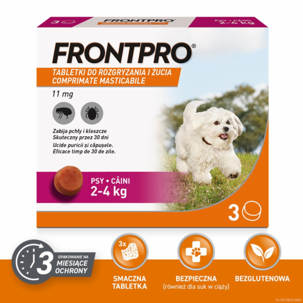 FRONTPRO Tablety proti blechám a klíšťatům pro psa (2-4 k...