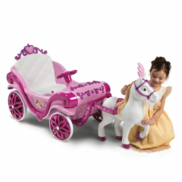 Huffy Elektrický kočár Disney Princess s koněm 6 V růžový