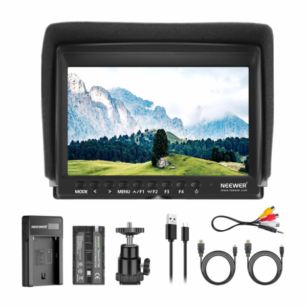 Přenosný monitor NEEWER F100 + USB nabíječka + sada baterií