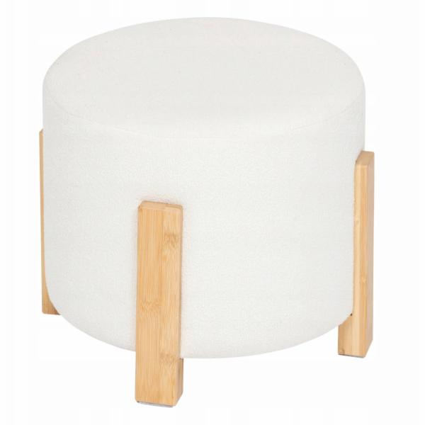 Atmosphera Pouf bouclé O 37,5 cm s bambusovými nohami