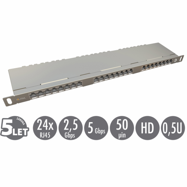 19" patch panel Solarix 24xRJ45 CAT6 STP s vyvazovací liš...