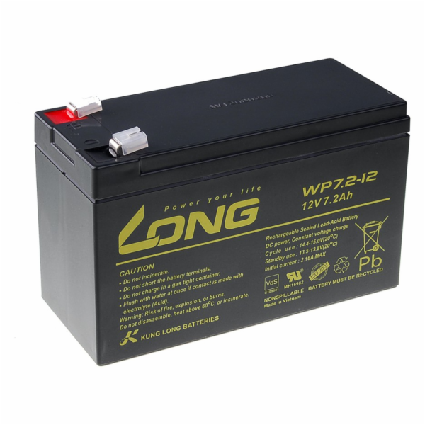 Long 12V 7,2Ah olověný akumulátor F2